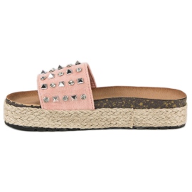 L. Lux. Shoes Espadrilles-Flip-Flops mit Nieten rosa 1