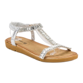 Queen Vivi Silberne Sandalen mit Gummiband grau 1