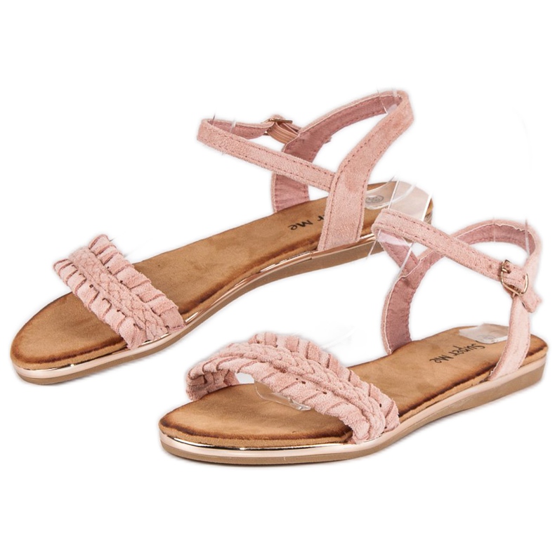 Super Me Flache Sandalen aus Wildleder rosa 2