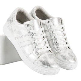 Sport Silber geknotete Turnschuhe grau 2