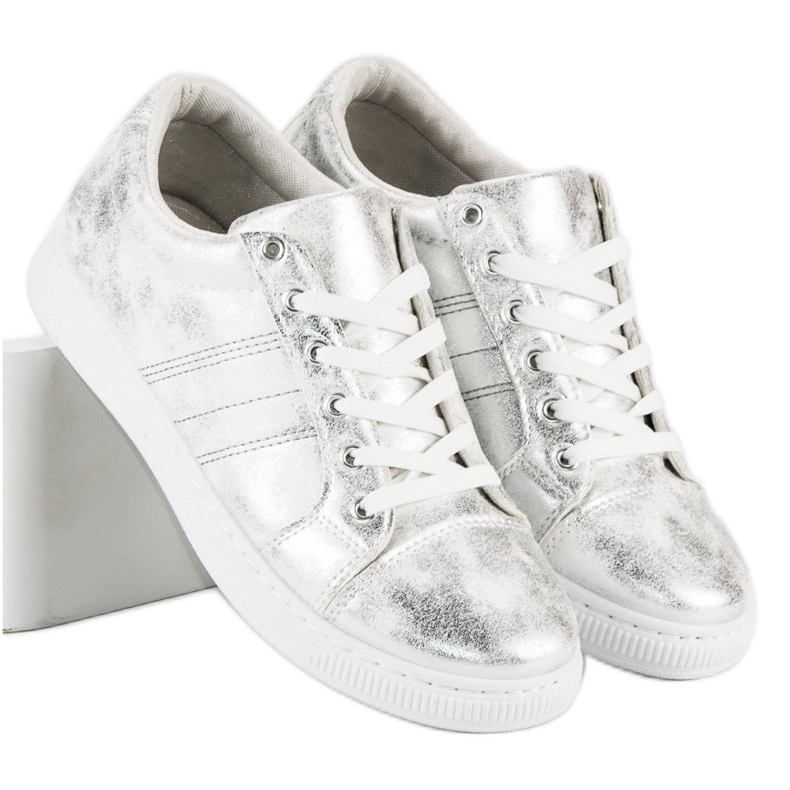 Sport Silber geknotete Turnschuhe grau 2