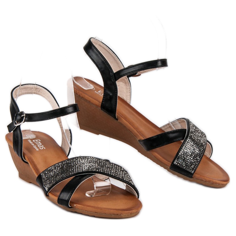 Schwarze Keilsandalen 2