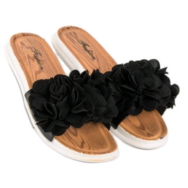 Schwarze Flip-Flops mit Blumen 2