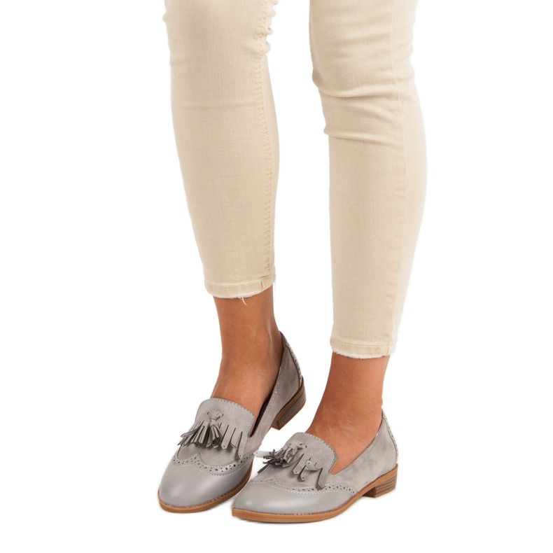 SDS Graue Loafer mit Fransen 1