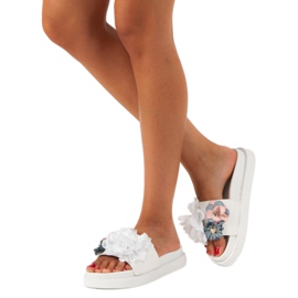 Seastar Blumen Damenhausschuhe weiß 1