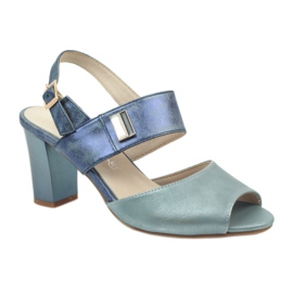 M.Daszyński Daszyński Leder-Innensohlensandalen blau 1