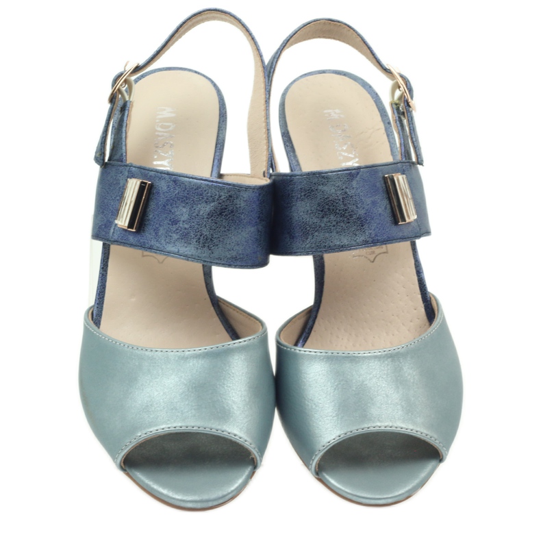 M.Daszyński Daszyński Leder-Innensohlensandalen blau 3