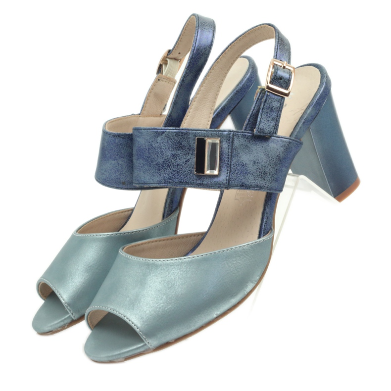 M.Daszyński Daszyński Leder-Innensohlensandalen blau 4