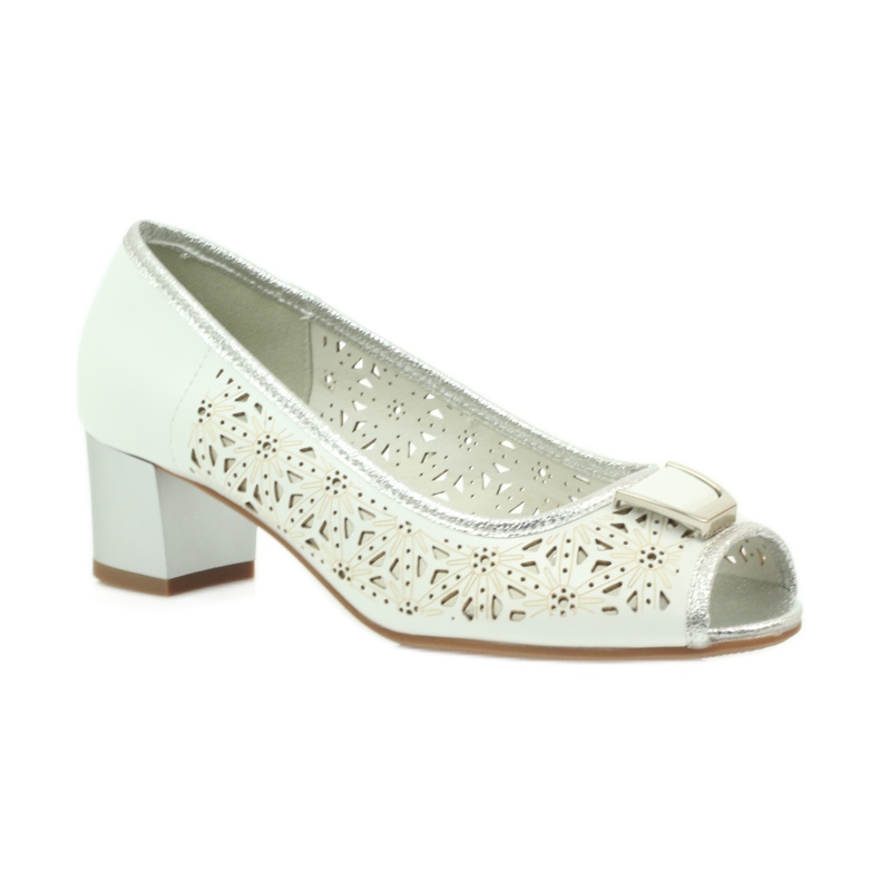 M.Daszyński Daszyński Leder-Innensohlensandalen weiß braun grau 1