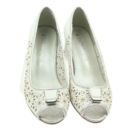 M.Daszyński Daszyński Leder-Innensohlensandalen weiß braun grau 3