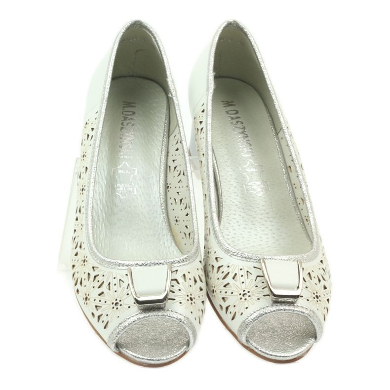 M.Daszyński Daszyński Leder-Innensohlensandalen weiß braun grau 3