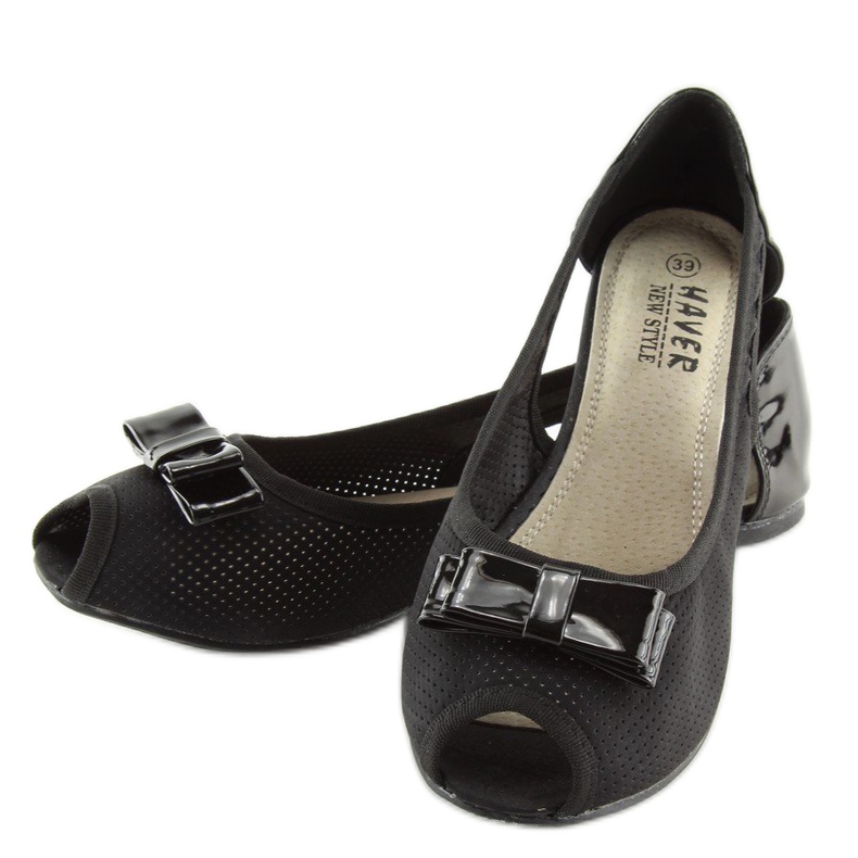 Schwarze Ballerinas mit offener Spitze D314 2