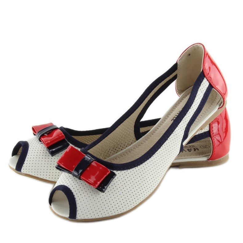 Ballerinas D314 WEISS / ROT / MARINEBLAU weiß 2