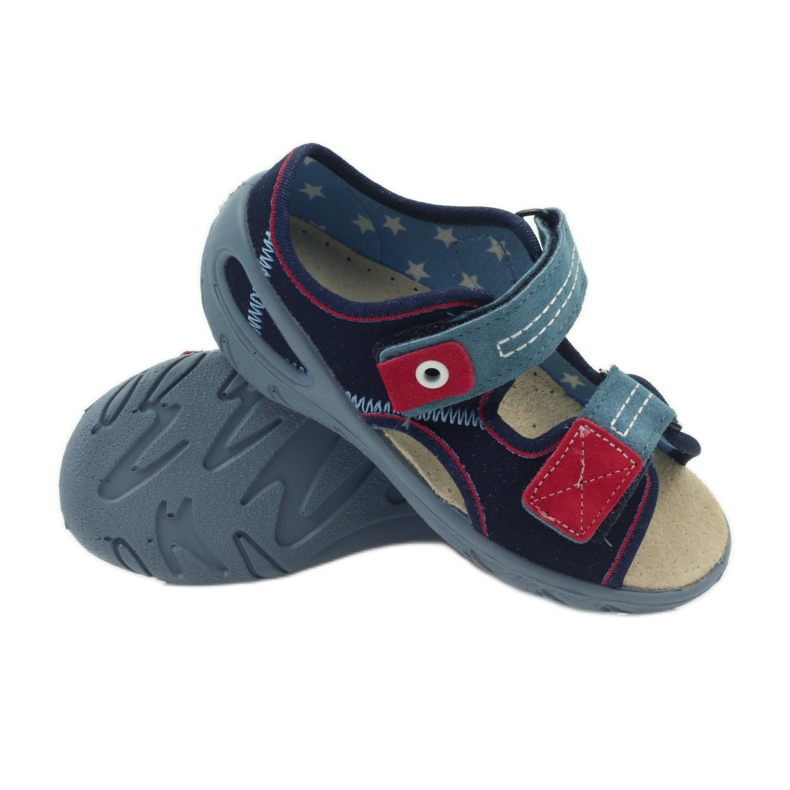 Sandalen, Ledereinsatz Befado 065x blau rot marineblau 3