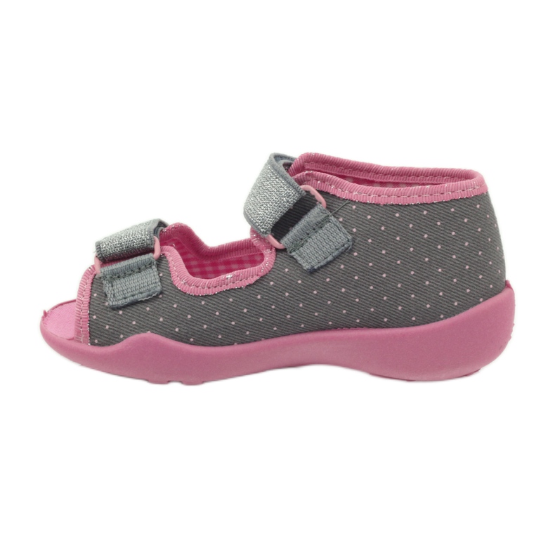 Sandalen Hausschuhe mit Tupfen Befado 242p082 grau rosa 2