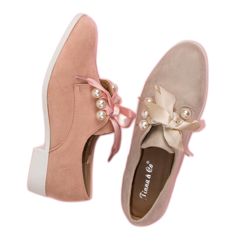 Tina&Co Gebundene Brogues mit Perlen braun 1