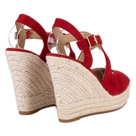 Espadrilles mit Keilabsatz rot 1