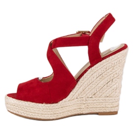 Espadrilles mit Keilabsatz rot 2