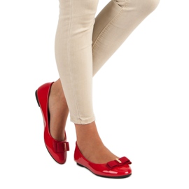 Diamantique Lackierte Ballerinas mit Schleife rot 1