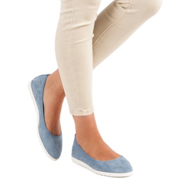 Sun Color Durchbrochene Ballerinas aus Wildleder blau 1