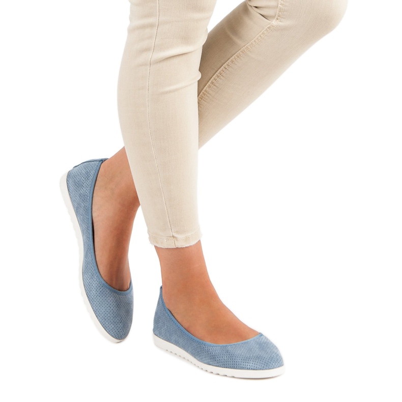 Sun Color Durchbrochene Ballerinas aus Wildleder blau 1