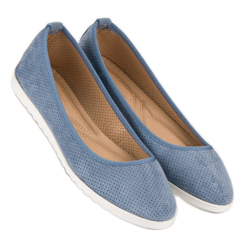 Sun Color Durchbrochene Ballerinas aus Wildleder blau 2