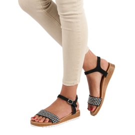 Ch. Creation Schwarze flache Sandalen 1