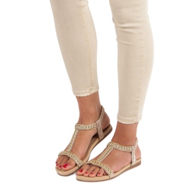 Queentina Flache Sandalen mit Gummiband gelb 1