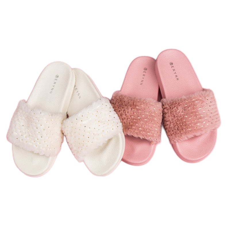 Erynn Pinke Flip-Flops mit Fell rosa 1