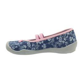 Blumen Hausschuhe Befado 116y232 Jeans blau rosa navy blau 2