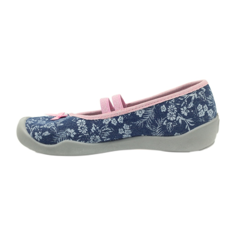Blumen Hausschuhe Befado 116y232 Jeans blau rosa navy blau 2