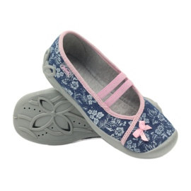 Blumen Hausschuhe Befado 116y232 Jeans blau rosa marineblau 3