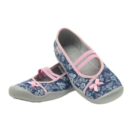 Blumen Hausschuhe Befado 116y232 Jeans blau rosa marineblau 4