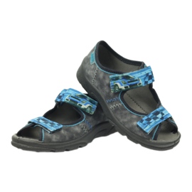 Sandalen, Hausschuhe mit Klettverschluss Befado 969x117 blau grau 4