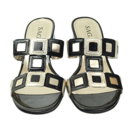 Schwarze und goldene Sagan-Hausschuhe gelb 4