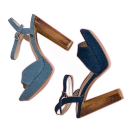 R'S Hochhackige Denim-Sandalen blau 1