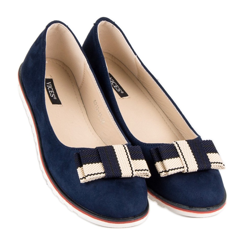 Ballerinas mit Schleife VICES braun navy blau 2