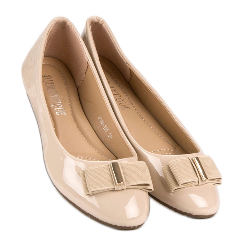 Lackierte Ballerinas mit Schleife braun 2