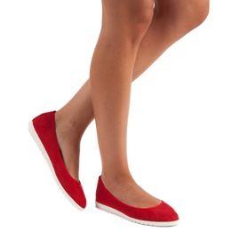 Sun Color Durchbrochene Ballerinas aus Wildleder rot 2