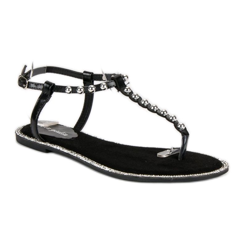 Via Giulia  Schwarze flache Sandalen 1