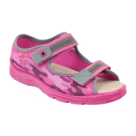 Sandalen, Hausschuhe mit Klettverschluss Befado 969y112 grau rosa 1