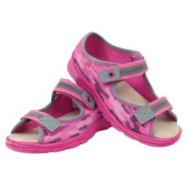 Sandalen, Hausschuhe mit Klettverschluss Befado 969y112 grau rosa 4