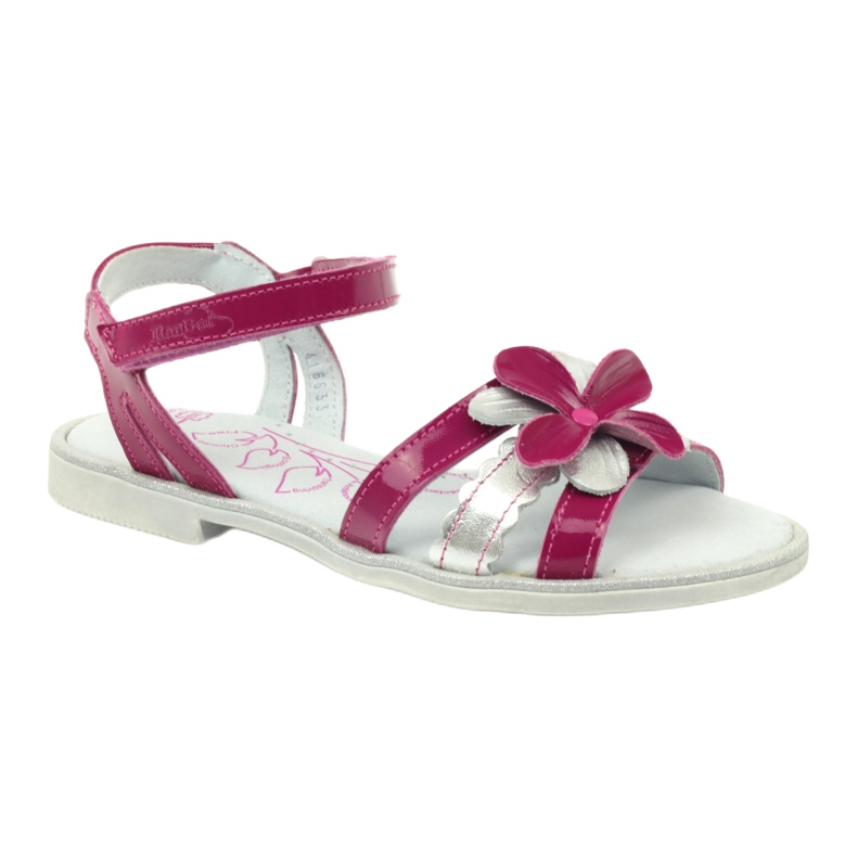 Kinder-Ledersandalen mit Blume Ren But 4166 rosa grau 1