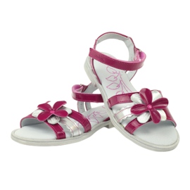 Kinder-Ledersandalen mit Blume Ren But 4166 rosa grau 3