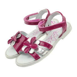 Kinder-Ledersandalen mit Blume Ren But 4166 rosa grau 4
