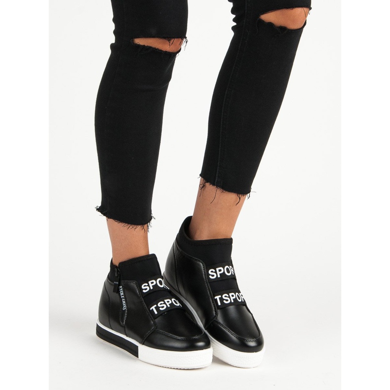 Schwarze Turnschuhe mit Reißverschluss 1