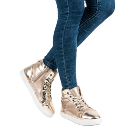 Lackierte Turnschuhe über dem Knöchel gelb 2