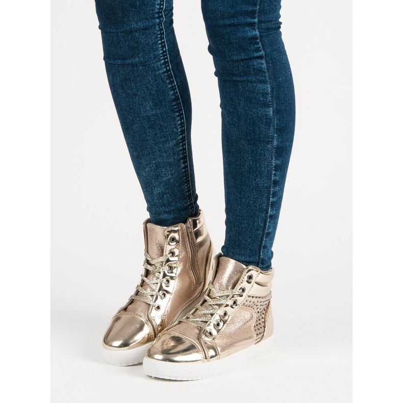 Lackierte Turnschuhe über dem Knöchel gelb 1