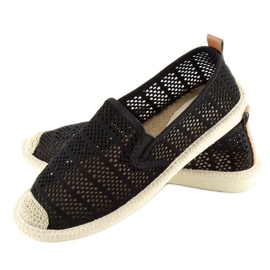 Espadrilles aus schwarzem Mesh F01B Schwarz 1