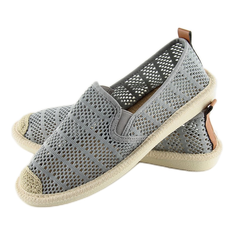 Graue Mesh-Espadrilles F01B Grau 1